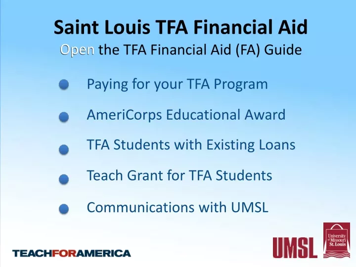 saint louis tfa financial aid open the tfa financial aid fa guide