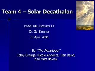 Team 4 – Solar Decathalon