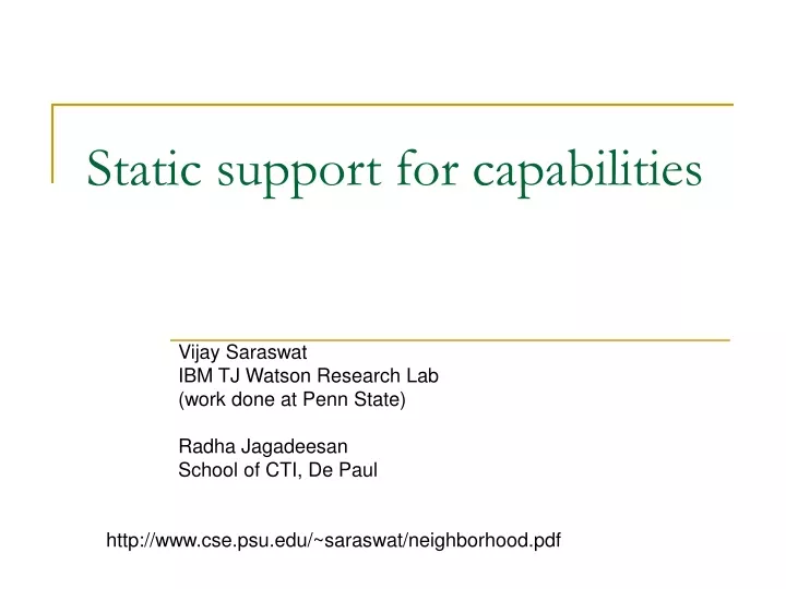 static support for capabilities