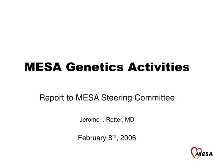 mesa genetics activities