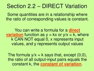Section 2.2 – DIRECT Variation