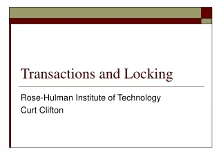 Transactions and Locking