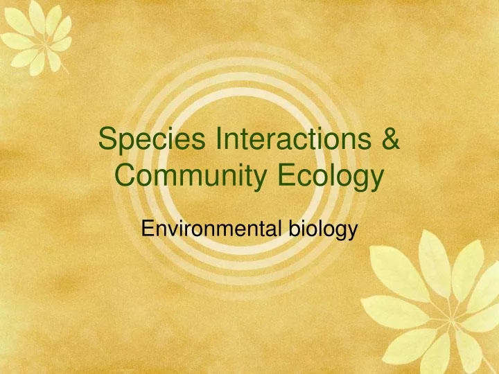 species interactions community ecology