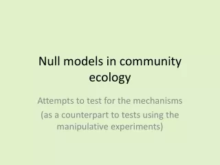 Null models in community ecology