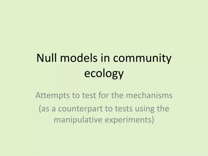 null models in community ecology