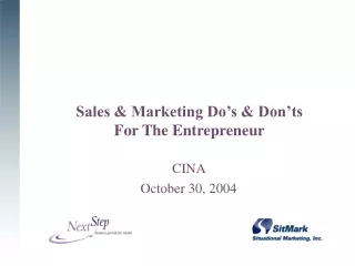 Sales &amp; Marketing Do’s &amp; Don’ts  For The Entrepreneur
