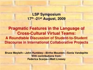 Student-to-Student Discourse in International Collaborative Projects