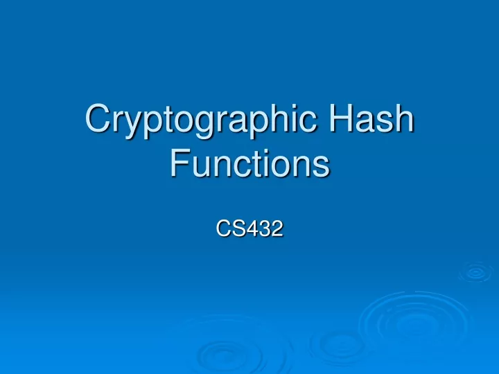cryptographic hash functions