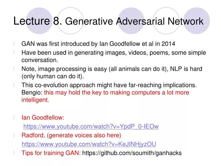 lecture 8 generative adversarial network