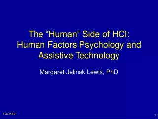 the human side of hci human factors psychology and assistive technology