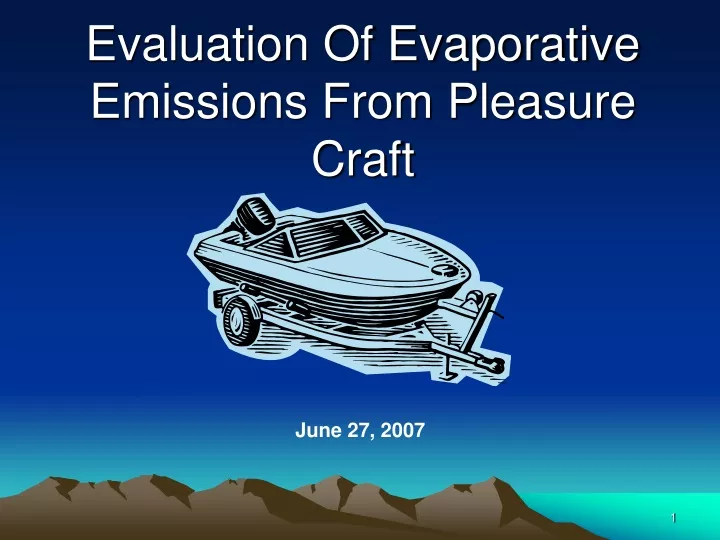 evaluation of evaporative emissions from pleasure craft