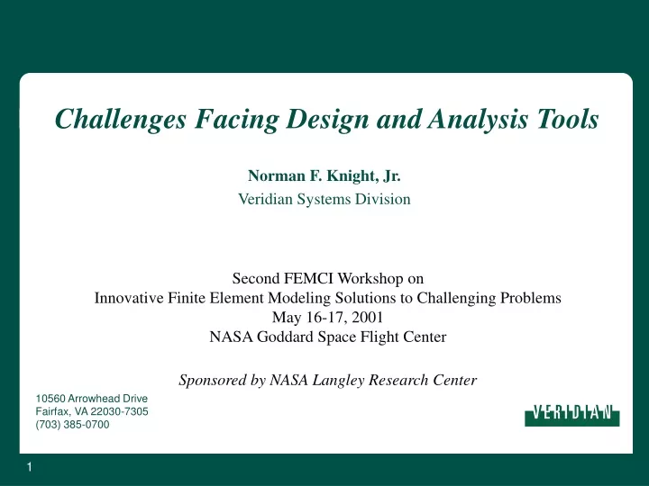 challenges facing design and analysis tools