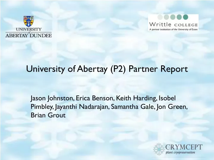 university of abertay p2 partner report