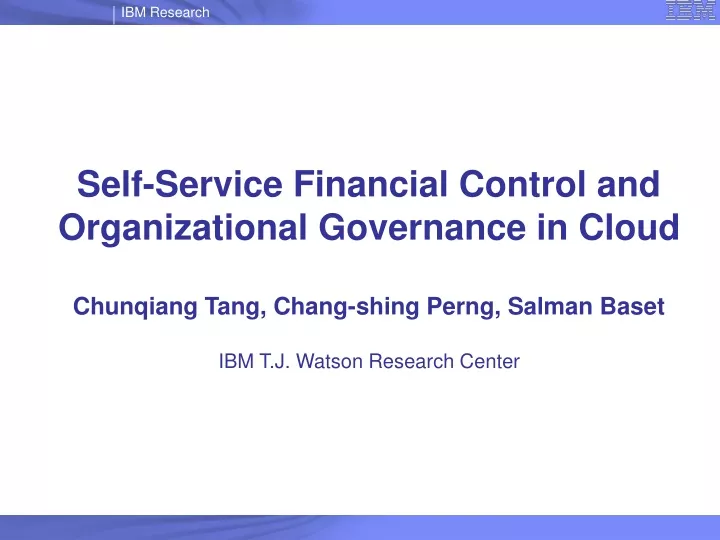 self service financial control and organizational