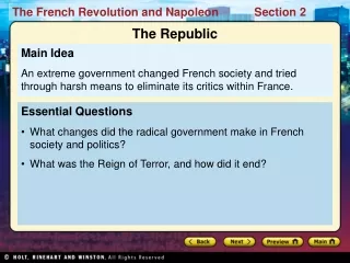 Essential Questions What changes did the radical government make in French society and politics?