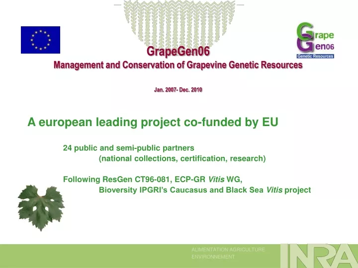 grapegen06 management and conservation of grapevine genetic resources jan 2007 dec 2010