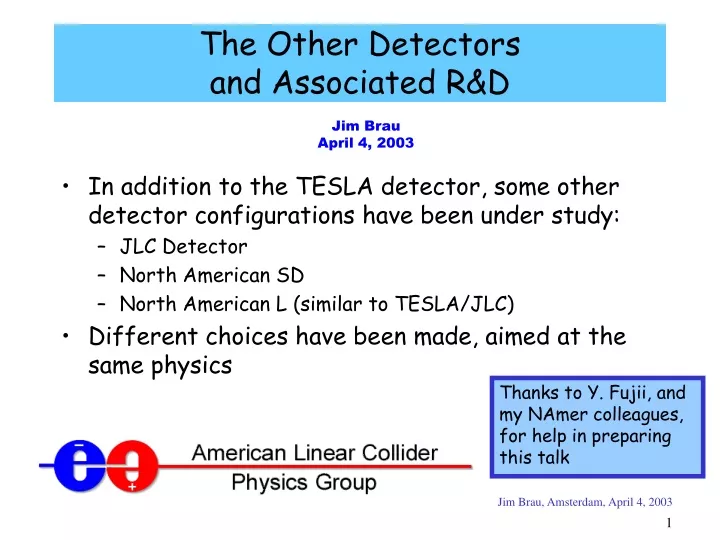 the other detectors and associated r d
