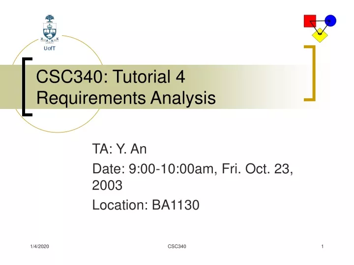 csc340 tutorial 4 requirements analysis