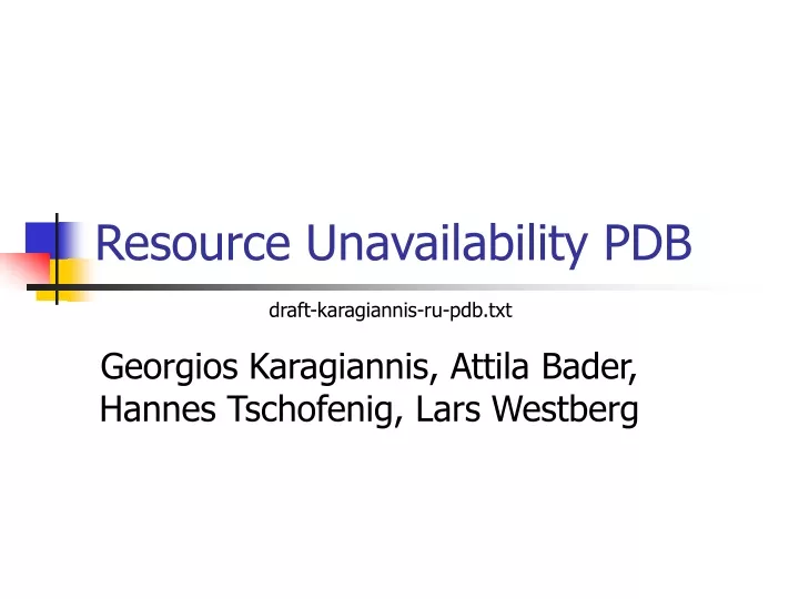 resource unavailability pdb
