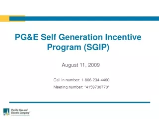 PG&amp;E Self Generation Incentive Program (SGIP)