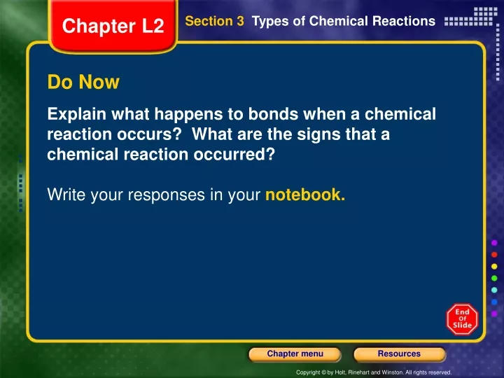 section 3 types of chemical reactions