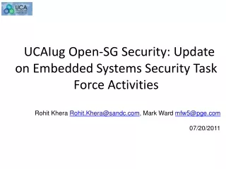 UCAIug Open-SG Security: Update on Embedded Systems Security Task Force Activities