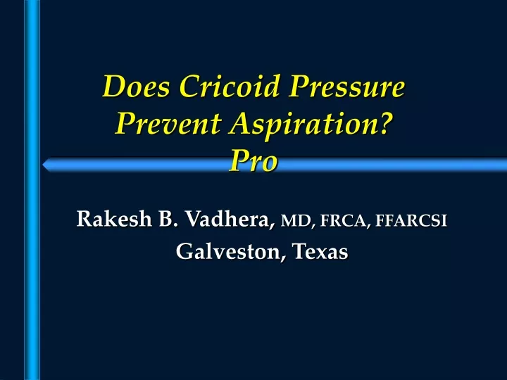 does cricoid pressure prevent aspiration pro