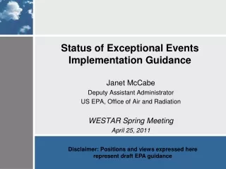 Status of Exceptional Events Implementation Guidance