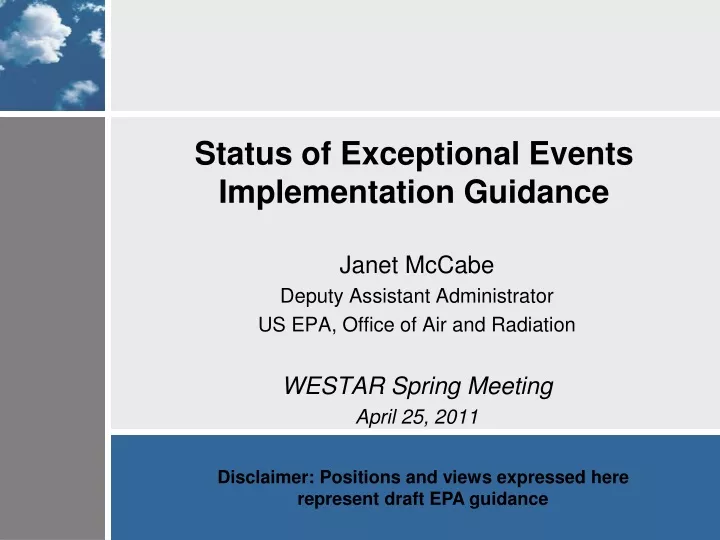 status of exceptional events implementation guidance