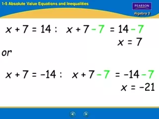 1-5 Absolute Value Equations and Inequalities