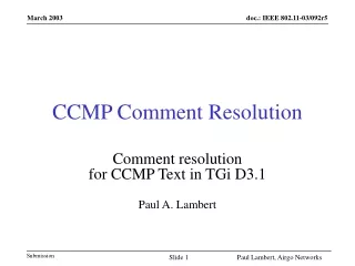 CCMP Comment Resolution