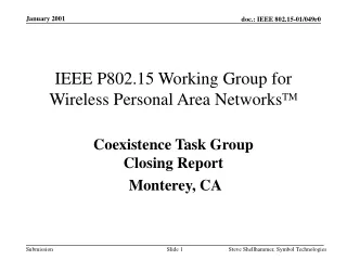 IEEE P802.15 Working Group for Wireless Personal Area Networks TM