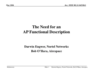 The Need for an AP Functional Description