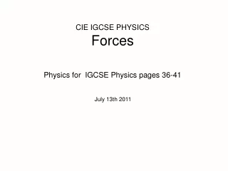 CIE IGCSE PHYSICS Forces