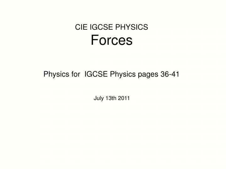 cie igcse physics forces