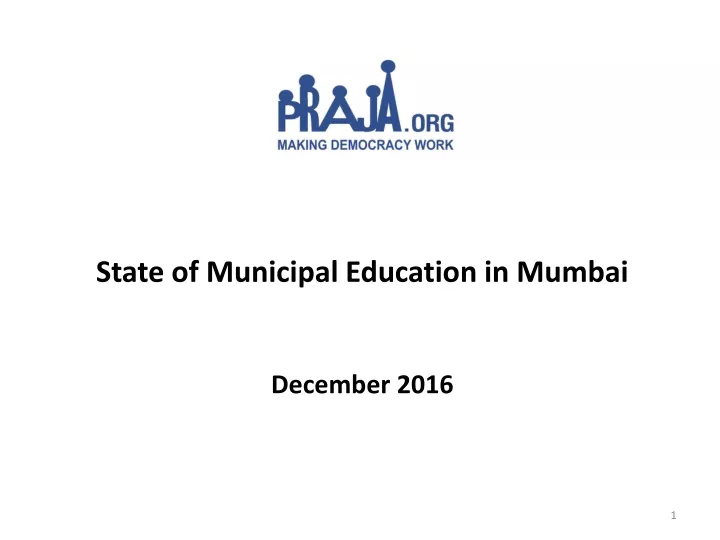 state of municipal education in mumbai december