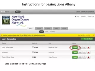 Instructions for paging Lions Albany