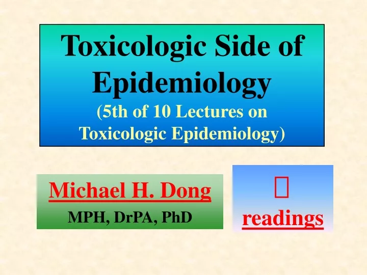 toxicologic side of epidemiology