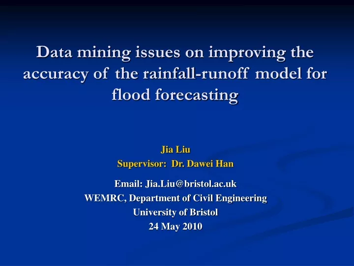 data mining issues on improving the accuracy of the rainfall runoff model for flood forecasting