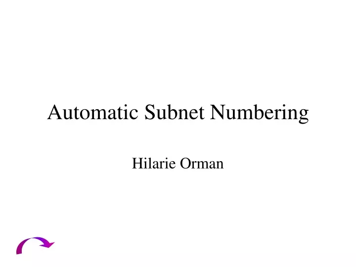 automatic subnet numbering