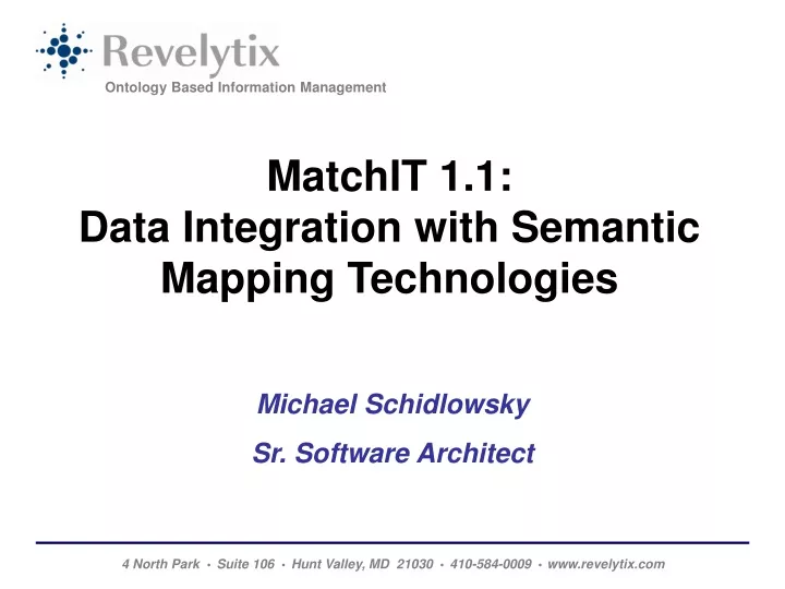 matchit 1 1 data integration with semantic mapping technologies