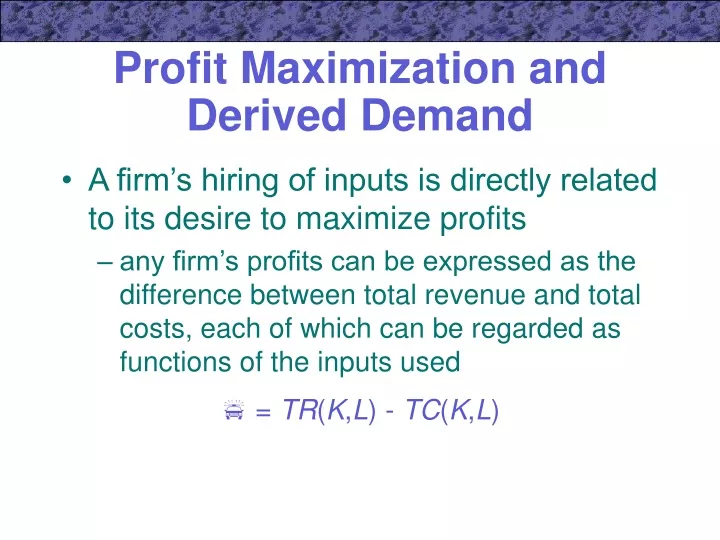 profit maximization and derived demand