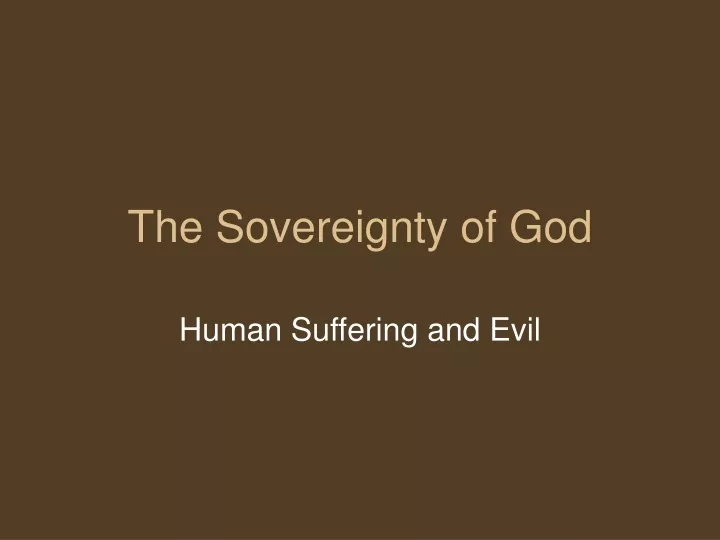 the sovereignty of god