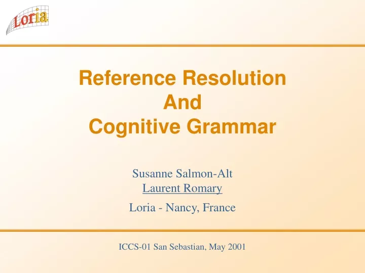 reference resolution and cognitive grammar