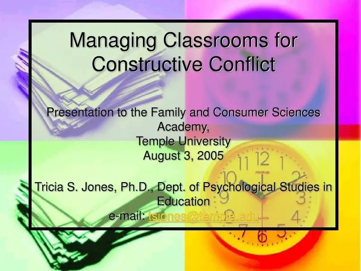 managing classrooms for constructive conflict