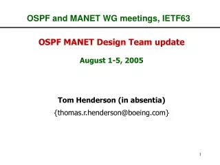 OSPF and MANET WG meetings, IETF63