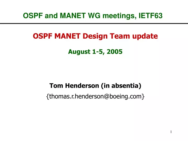 ospf and manet wg meetings ietf63