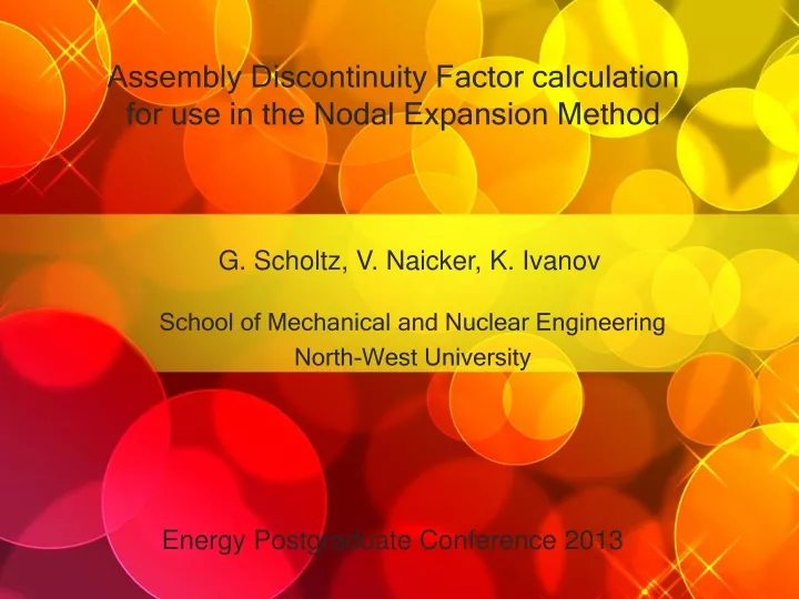 assembly discontinuity factor calculation for use in the nodal expansion method