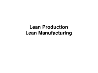 Lean Production Lean Manufacturing