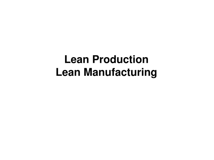 lean production lean manufacturing